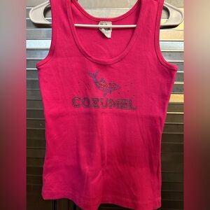 New- M- medium- Cozumel bling bright Pink Tank Top